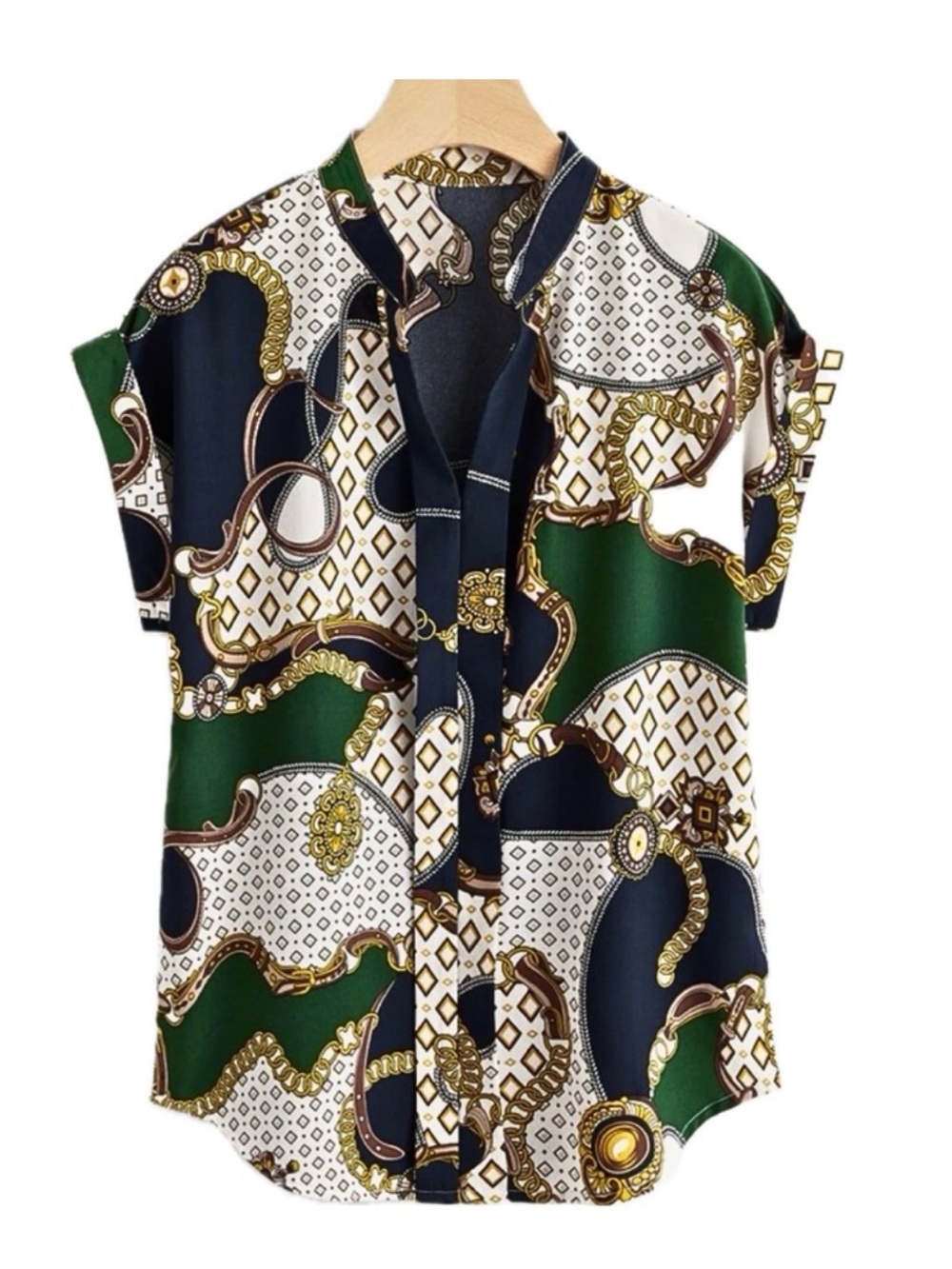 SHEIN Plus Chain Print Batwing Sleeve Blouse